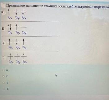 Очень очень очен очень правильно заполнение а отомных орбиталей электронами выражено схемой : ​