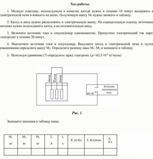 записать данные в таблицу. Лабораторная работа, «Измерение заряда одновалентного иона». Фотография з