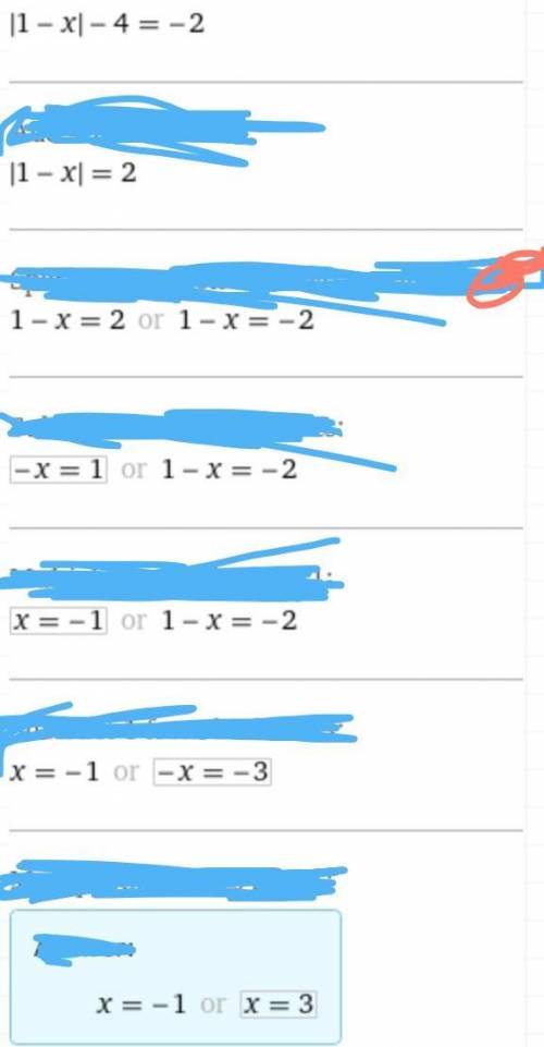 1. Решите уравнение: |1-х | - 4 = -2​