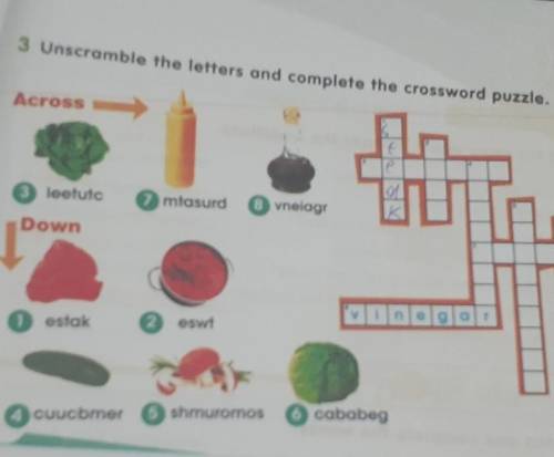 3 Unscramble the letters and complete the crossword puzzle 6Across3 leetute7 mtasurd3 vnelagtDownO e