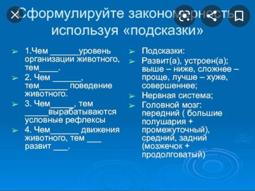 (c) Сформулируйте закономерность поведения животного, используя слова «подсказки».на фото​