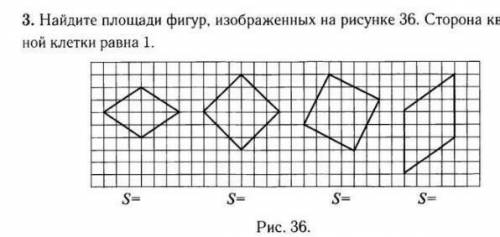 Найдите площади фигур изображённых на рисунке 36 ​