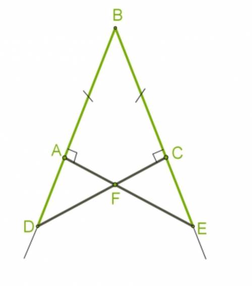 На сторонах угла ∡ ABC точки A и C находятся на равных расстояниях от вершины угла BA=BC. Через эти