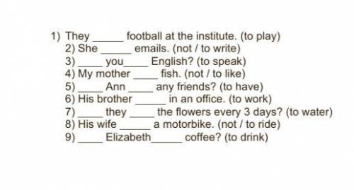 2)she_emails ( not / to write ) 3)_ you_english ? (to speak ) 4)My mother _ fish (not / to like) 5)_