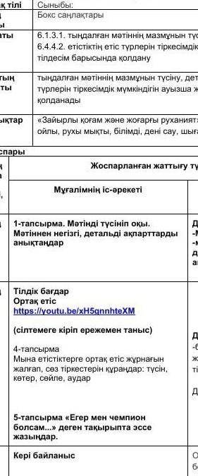 Мәтінді түсініп оқы,мәтіннен негізгі және детальді ақпараттарды анықтаңдар бокс саңлақтары лай берем