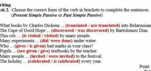 choose the correct form of the verb in brackets to complete the sentences present simple passive or