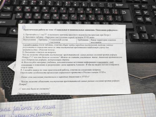 Практическая работа по теме социальные и национальные движения. Оппозиция реформы