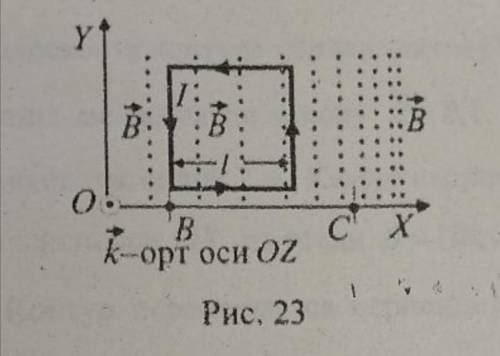 Квадратный контур со стороной l = 10 см помещен в неоднородное магнитное поле так, что плоскость кон