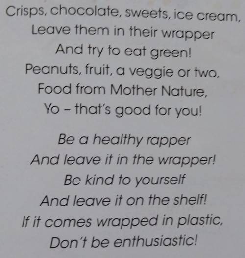 Crisps, chocolate, sweets, ice cream, Leave them in their wrapperAnd try to eat green!Peanuts, fruit