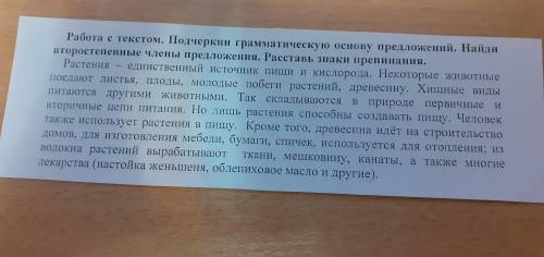 нужно списать текст и подчеркнуть главные и второстепенные члены предложения