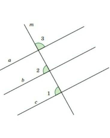 Дано: а, в, с- прямыеm -секущаяугол 1 = углу 2угол 2+угол 3 =180°доказать: а||с