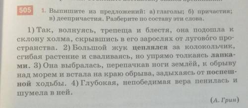 Выпишите из предложений а) глаголы б) причастия в) деепричастия ​