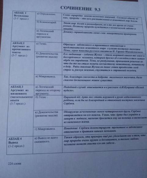 написать сочинение по плану.