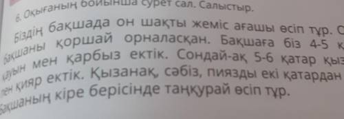 Бақшада он шақты жеміс ағашы есіп түр. Олар в Сканың бойынша сурет сал. Салыстыр.клуын мен қарбыз ек