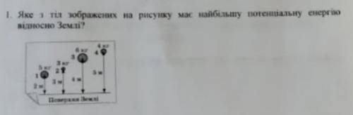 Яке з тіл зображених на рисунку має найбільшу потенціальну енергії відносно Землі?