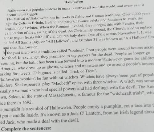 1. The age of the tradition of Hallowe'en is. 2. The Roman's celebration was called 3. Hallowe'en wa