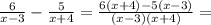 \frac{6}{x-3} - \frac{5}{x+4} = \frac{6(x+4) - 5(x-3)}{(x-3)(x+4)} =