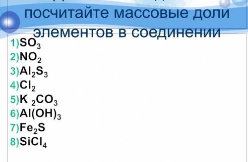 Посчитайте массовые доли элементов в соединении.​