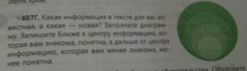 407Г. Какая информация в тексте для вас известная, а какая - новая? Заполните диаграмму. Запишите бл