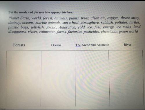 Put the words and phrases into appropriate box ​