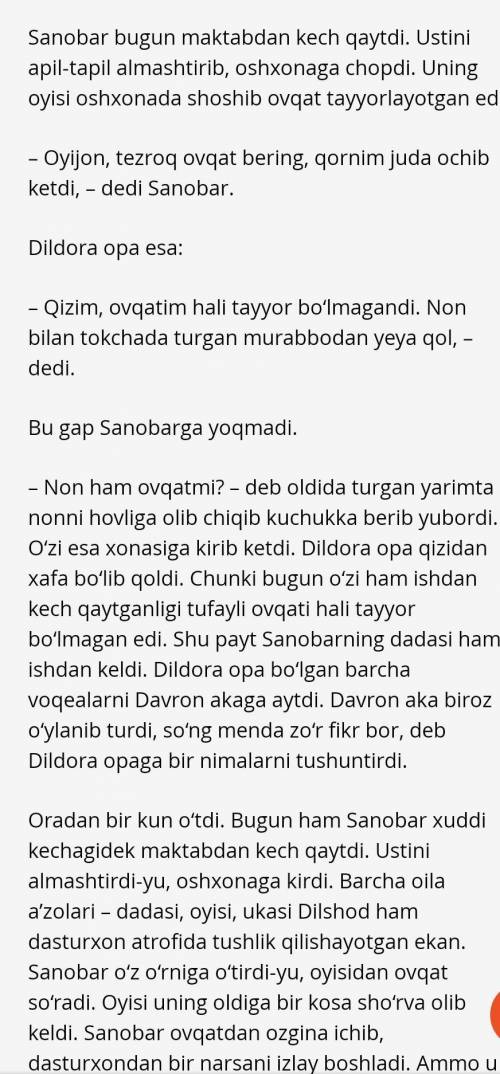 220-mashq. Uyga vazifa. «Non qadri» mavzusida hikoya yozing. Unda bog'lovchilardan foydalaning. Aniq