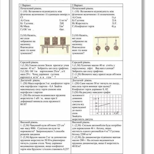 Физика 7 класс Нужно сделать 1 и 2 вариант ‼️ И расписать‼️‼️