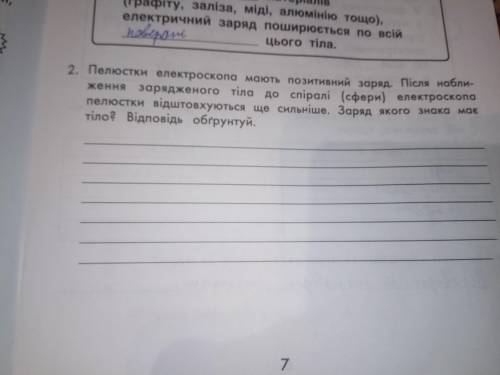 пелюстки електроскопа мають позитивний заряд. Після наближення зарядженого тіла до спіралі (сфери) е