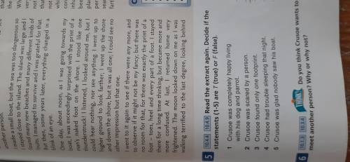 Ex5 . Read the extract again. Decide if the statements (1-5) are T(true) or F(false).