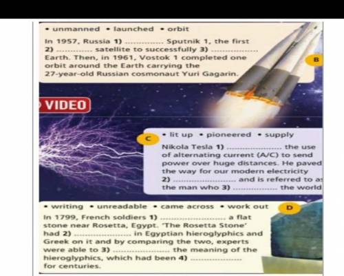 Vocabulary Major breakthroughs1 a)10.5.2 Fill in the gaps inthe texts (A-D) with wordsin the lists.​