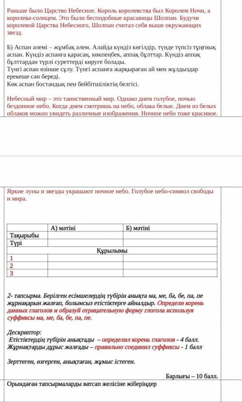 1-тапсырма. Мәтіндерді оқып, тақырыбын анықта, мазмұндық құрылымын салыстыр. Прочти текст. Определи