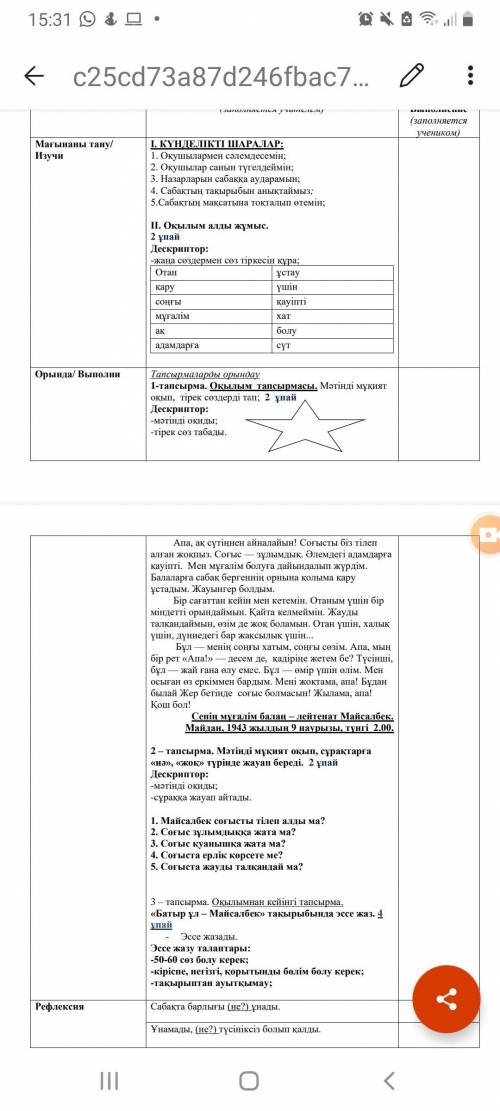 Написать эссе на темуБатыр ұл - Майсалбек 50 - 60 слов по тексту