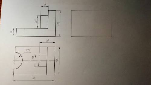 Черчение. В первом нужно дополнить недостающие линии, во втором начертить 3 вид и подписать размеры,