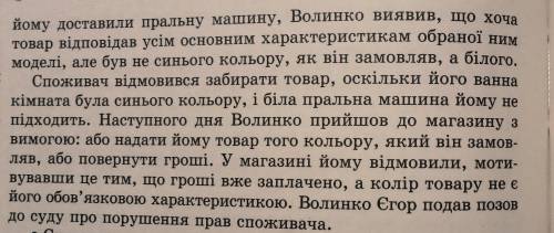 Розв'ядіть юридичну ситуацію, спираючись на статті Закону України Про захист прав споживачів