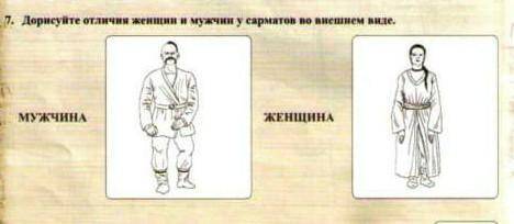 Нарисуйте отличия женщин и мужчин у сарматов внешнего вида