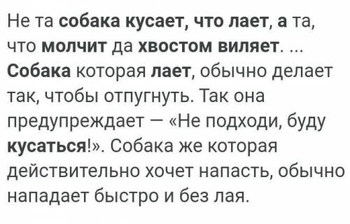 ЗНАЧЕНИЕ ПОСЛОВИЦЫ но та собака кусает,что лает,а та,что молчит и хвостом виляет.