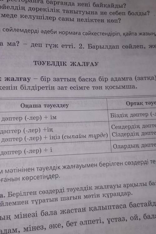 өзіміз 5 сөз алып тәуелдейміз скоро спать еще не зделола уроки