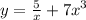 y = \frac{5}{x} + {7x}^{3}