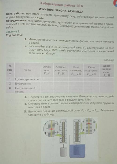 Лабораторная работа № 6ИЗУЧЕНИЕ ЗАКОНА АРХИМЕДА.​
