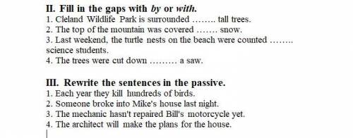 Fill in the gaps with by or with. 1. Cleland Wildlife Park is surrounded …….. tall trees. 2. The top