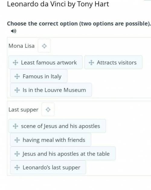 Leonardo da Vinci by Tony Hart Choose the correct option (two options are possible). ​