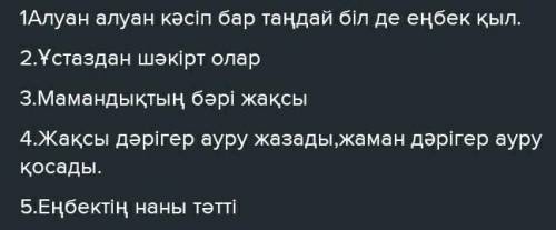 Мақалдардың ішінен мамандыққа,кәсіпке байланысты мақалдарды анықта. Алуан,алуан кәсіп бар,таңдай біл