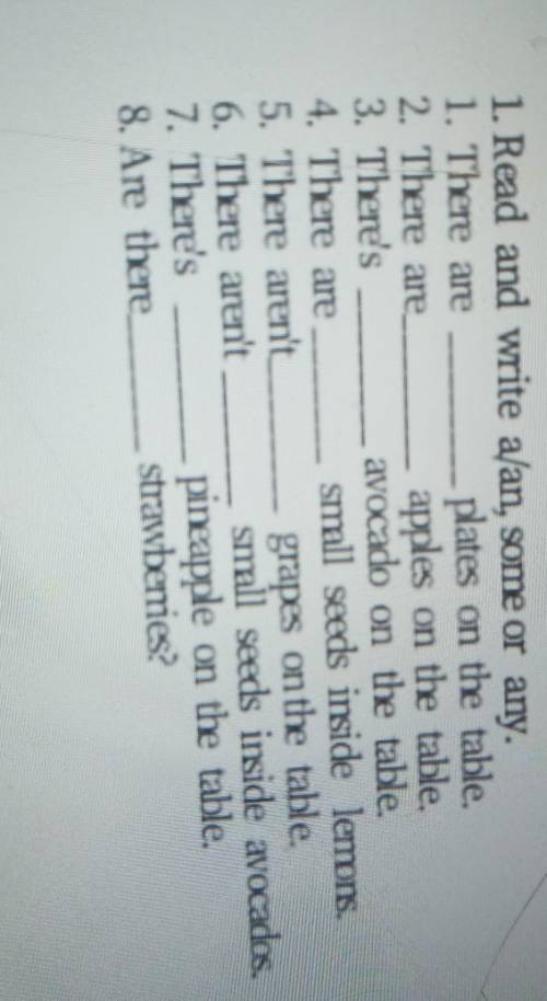 1. Read and write alan, some or any. 1. There areplates on the table.2. There areapples on the table