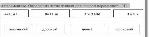 Даны переменные. Определите типы данных для каждой переменной​