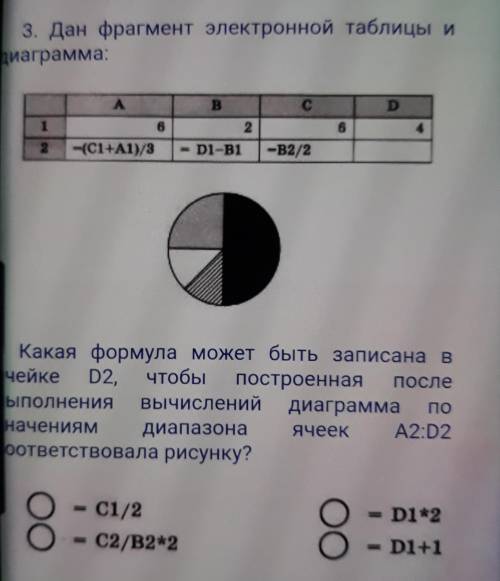 Дан фрагмент электронной таблицы и диаграмма