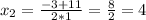 x_{2}=\frac{-3+11}{2*1}=\frac{8}{2}=4