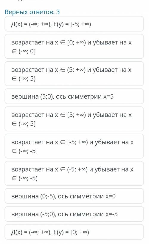 Дана функция: у=(х+5)?2 а) построй график функции;Среди ответов:Ь) выбери область определения иоблас