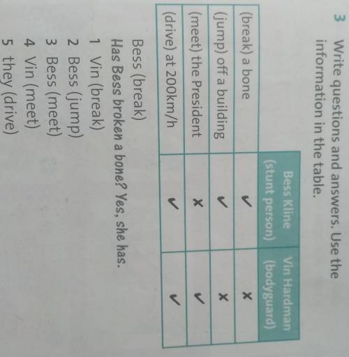 3) write questions and answers use information in the table.​