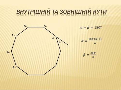 Знайдіть міри внутрішнього та зовнішнього кутів правильного шістнадцять кутника​