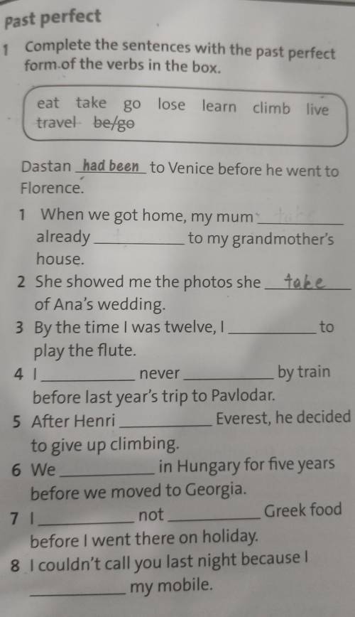 Complete the sentences with the past perfect form of the verbs in the box​