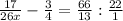 \frac{17}{26x} -\frac{3}{4} =\frac{66}{13}:\frac{22}{1}